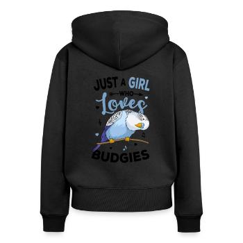 budgerigar - Women's Premium Organic Zip Hoodie - black - Back - Julia (174cm)