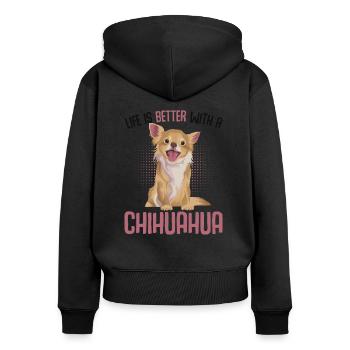 Chihuahua - Sweat à capuche zippé Premium bio Femme - noir - Dos - Julia (174cm)