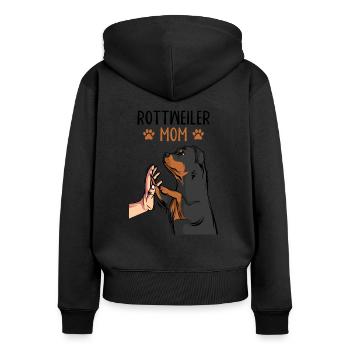 Rottweiler Mama Hunde Mom Frauchen - Frauen Premium Bio Zip Hoodie - Schwarz - Hinten - Julia (174cm)