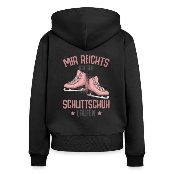 Schlittschuhe - Frauen Premium Bio Zip Hoodie - Schwarz - Hinten - Julia (174cm)