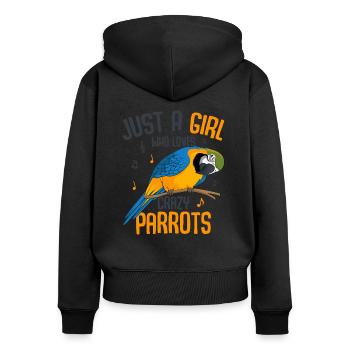 perroquet - Sweat à capuche zippé Premium bio Femme - noir - Dos - Julia (174cm)
