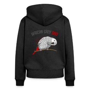 Graupapagei - Frauen Premium Bio Zip Hoodie - Schwarz - Hinten - Julia (174cm)