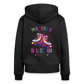 Rollschuhe - Frauen Premium Bio Zip Hoodie - Schwarz - Hinten - Julia (174cm)