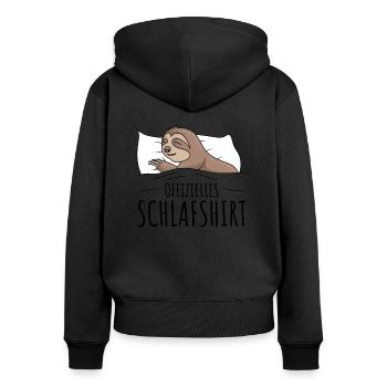 Faultier - Frauen Premium Bio Zip Hoodie - Schwarz - Hinten - Julia (174cm)