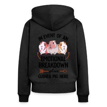 In Event Of An Emotional Breakdown Place Guinea Pi - Frauen Premium Bio Zip Hoodie - Schwarz - Hinten - Julia (174cm)
