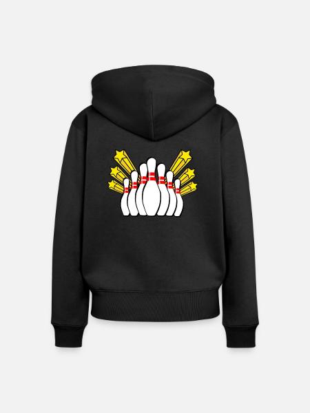 Bowling - Frauen Premium Bio Zip Hoodie - Schwarz