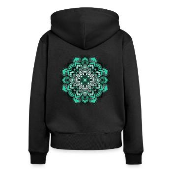 Mandala Geometrie Muster Blume Zeichen Formen Yoga - Frauen Premium Bio Zip Hoodie - Schwarz - Hinten - Julia (174cm)