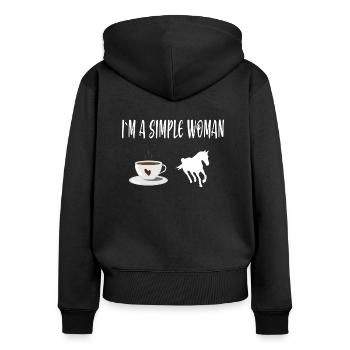 Kaffee Pferde - Sweat à capuche zippé Premium bio Femme - noir - Dos - Julia (174cm)