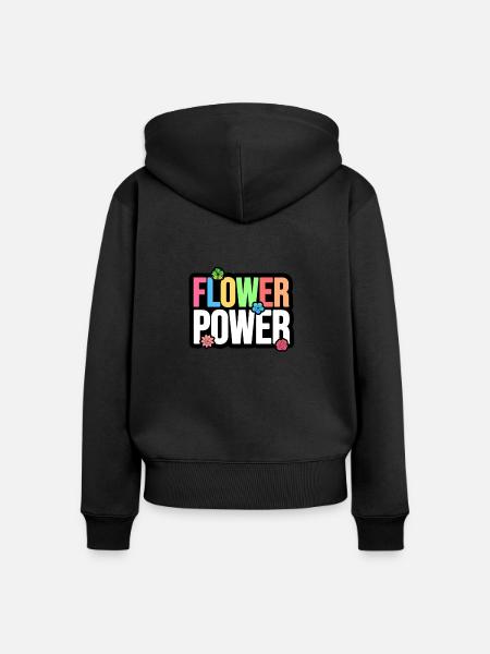 Flower Power - Blumen Power - Frauen Premium Bio Zip Hoodie - Schwarz