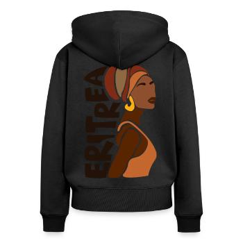 Eritrea Eritreische Flagge Asmara Black Heritage - Frauen Premium Bio Zip Hoodie - Schwarz - Hinten - Julia (174cm)