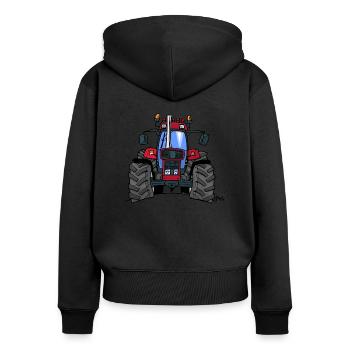 340 Red tractor - Frauen Premium Bio Zip Hoodie - Schwarz - Hinten - Julia (174cm)