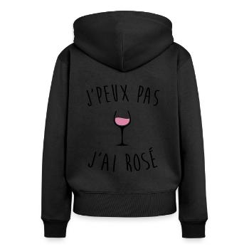 J'peux pas j'ai rosé - Sweat à capuche zippé Premium bio Femme - noir - Dos - Julia (174cm)