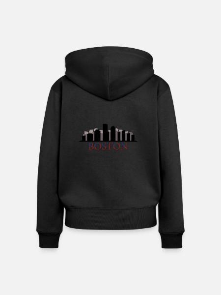 boston Skyline - Frauen Premium Bio Zip Hoodie - Schwarz