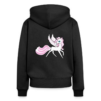 Licorne licorne cheval Pégase - poney avec des ailes - Sweat à capuche zippé Premium bio Femme - noir - Dos - Julia (174cm)