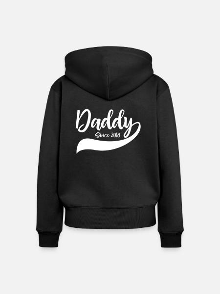 Daddy Since 2018 - Frauen Premium Bio Zip Hoodie - Schwarz