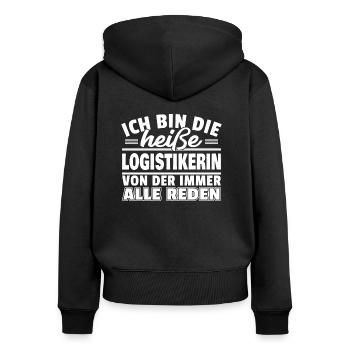 Heiße Logistikerin - Frauen Premium Bio Zip Hoodie - Schwarz - Hinten - Julia (174cm)