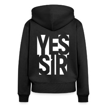 BDSM Outfit YES SIR Sub Geschenk Bondage Fetisch - Frauen Premium Bio Zip Hoodie - Schwarz - Hinten - Julia (174cm)