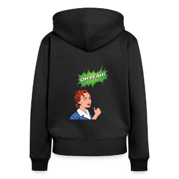 Oh ouais bande dessinée comique style bande dessinée bulle nerd - Sweat à capuche zippé Premium bio Femme - noir - Dos - Julia (174cm)