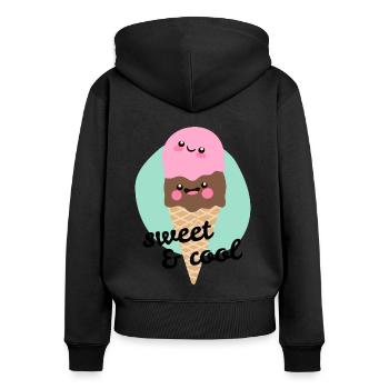 Eis sweet & cool - Frauen Premium Bio Zip Hoodie - Schwarz - Hinten - Julia (174cm)