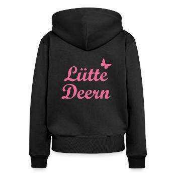 Lütte Deern | Kleines Mädchen Plattdeutsch Norden - Frauen Premium Bio Zip Hoodie - Schwarz - Hinten - Julia (174cm)