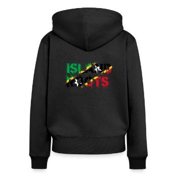 St. Kitts Wurzeln - Frauen Premium Bio Zip Hoodie - Schwarz - Hinten - Julia (174cm)