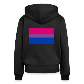 drapeau bisexuel - Sweat à capuche zippé Premium bio Femme - noir - Dos - Julia (174cm)