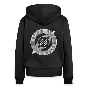 Tekno 23 - Frauen Premium Bio Zip Hoodie - Schwarz - Hinten - Julia (174cm)