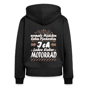 Biker Braut Motorrad Frauen Fahren Geschenkidee - Frauen Premium Bio Zip Hoodie - Schwarz - Hinten - Julia (174cm)