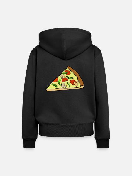 Pizza Pizzastück - Frauen Premium Bio Zip Hoodie - Schwarz