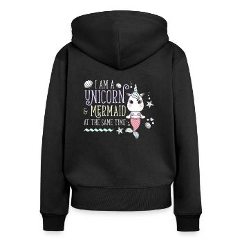 I am a Unicorn & Mermaid unicorn mermaid - Women's Premium Organic Zip Hoodie - black - Back - Julia (174cm)