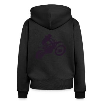 MOTORRAD MOTOCROSS Design! - Frauen Premium Bio Zip Hoodie - Schwarz - Hinten - Julia (174cm)