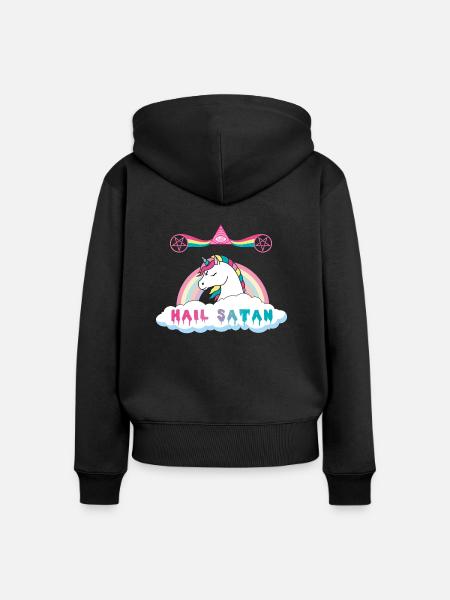 Hagel Satan Einhorn - Frauen Premium Bio Zip Hoodie - Schwarz