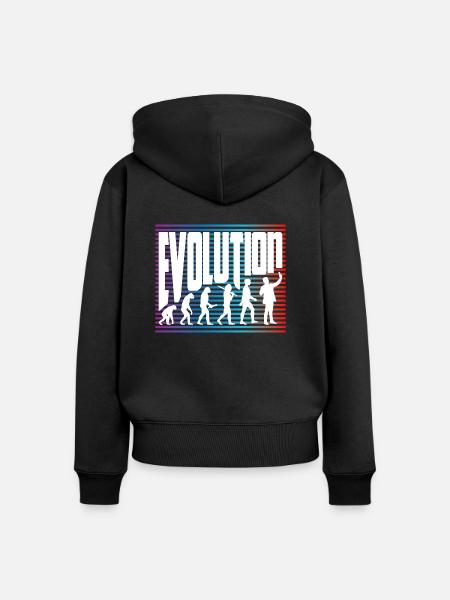 Evolution - Frauen Premium Bio Zip Hoodie - Schwarz
