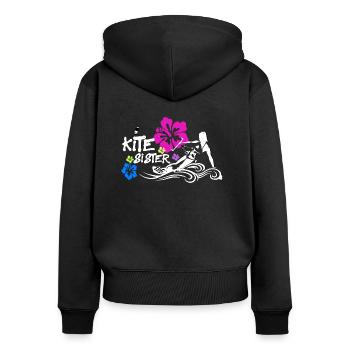 Kitesurf Kitesister - Frauen Premium Bio Zip Hoodie - Schwarz - Hinten - Julia (174cm)