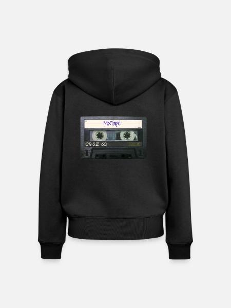 Retro DJ MixTape - Frauen Premium Bio Zip Hoodie - Schwarz
