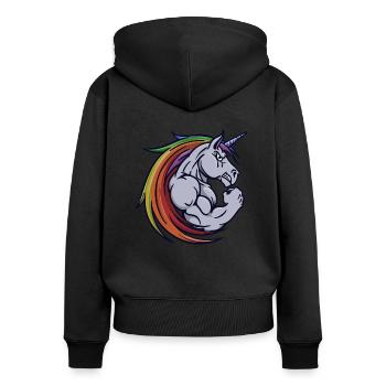 Motivation Muskelaufbau Fitnessstudio Training Gym - Frauen Premium Bio Zip Hoodie - Schwarz - Hinten - Julia (174cm)