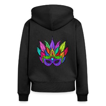 Karneval Fasching Masken - Frauen Premium Bio Zip Hoodie - Schwarz - Hinten - Julia (174cm)