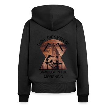 Charpentier, charpentier, charpentier, charpentier, artisan, bois - Sweat à capuche zippé Premium bio Femme - noir - Dos - Julia (174cm)