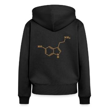 Formule chimique moléculaire de sérotonine - Sweat à capuche zippé Premium bio Femme - noir - Dos - Julia (174cm)