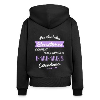 Secrétaires et mamans - Sweat à capuche zippé Premium bio Femme - noir - Dos - Julia (174cm)