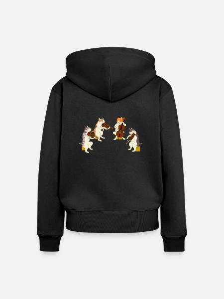 Katzen Quartett - Frauen Premium Bio Zip Hoodie - Schwarz