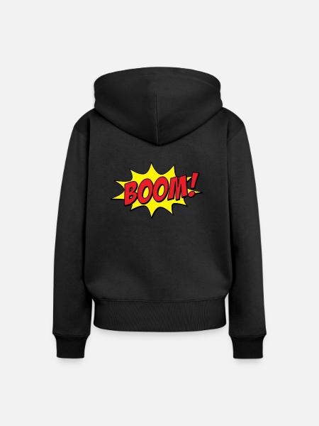 Boom! - Frauen Premium Bio Zip Hoodie - Schwarz