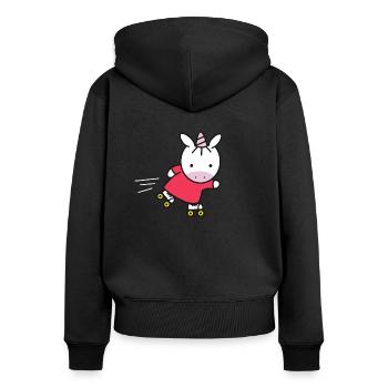 T-Shirt Einhorn Rollschuhe Geschenk Idee - Frauen Premium Bio Zip Hoodie - Schwarz - Hinten - Julia (174cm)