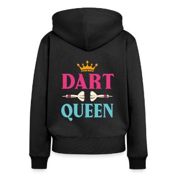 Dart Queen Dartpfeile Frauen - Frauen Premium Bio Zip Hoodie - Schwarz - Hinten - Julia (174cm)