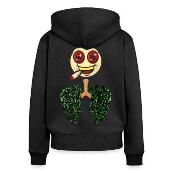 Cannabis Weed Gras und Marihuana Spruch für Kiffer - Frauen Premium Bio Zip Hoodie - Schwarz - Hinten - Julia (174cm)