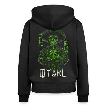 Otaku d’anime - Sweat à capuche zippé Premium bio Femme - noir - Dos - Julia (174cm)