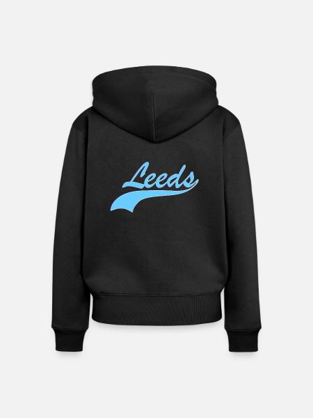 Leeds - Frauen Premium Bio Zip Hoodie - Schwarz