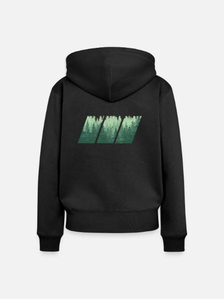 Wood - Frauen Premium Bio Zip Hoodie - Schwarz