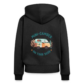 Kind Camper 2025 Camping Urlaub Kinder Wohnwagen - Frauen Premium Bio Zip Hoodie - Schwarz - Hinten - Julia (174cm)