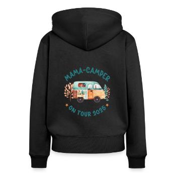 Mama Camper 2025 Camping Urlaub Reise Wohnwagen - Frauen Premium Bio Zip Hoodie - Schwarz - Hinten - Julia (174cm)